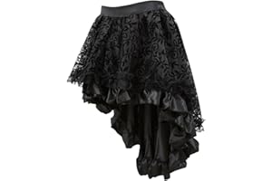 GENERISCH Damen Steampunk Gothic Mehrfarbig Lagig Chiffon schwarz Spitze Rock, Karneval Kostüm Tüllrock, Schwarzer Rock Halloween, Tüllrock Schwarz