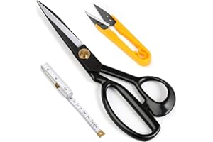 DAMITA Tijeras Costura Profesional 22,9 cm Tijeras Cortar Tela Acero de Alto Carbono Tijeras Tela para Coser, Cortar Tela, Ropa, Cuero (Negro)