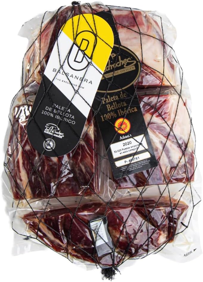 Balsanera Ibérico - Paleta Deshuesada de Bellota 100% D.O. Los Pedroches | Peso aproximado de 2 Kg | Curación de 20 a 30 meses | Presentado al vacío en 4 trozos + huesos al vacío