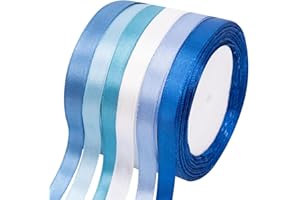 Fyshird Geschenkband Blau 10mm x 22m Satinband 6 Farben Schleifenband Polyester Bänder zum Basteln Dekoband für Hochzeit Deko Geschenkverpackung Geburtstag DIY(Blaue Serie)