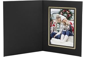 Golden State Art, Pack of 10, 4x6 Photo Folders, Cardboard Picture Frame, Paper Frame Cards, Greetings/Invitation Special Events: Graduation, Christmas, Wedding(Black with Gold Lining)