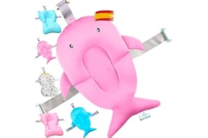 Baby Wonders® Cojin Bañera Bebe universal Cola de Ballena, Cojin Ducha Bebe, Cojin De Baño Bebe, Asiento de Bebe Bañera Ajustable, Cojin Bañera Bebe Recien Nacido, Asiento Plegable (Ballena rosa)