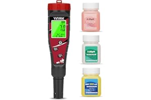 YINMIK Testeur de Chlore, pH Mètre Numérique de Chlore pH Sel Testeur Testeur de, pH Chlore TDS EC ORP Temp 0.1 Haute Précision Testeur Piscine Professionnel pour Piscines au Sel Hot Tub Aquariums