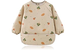 Tovbmup Baby Lätzchen mit ärmel,Wasserdicht Ärmellätzchen mit Tasche,Weiches und Hautfreundliches Material, Lätzchen zum Stillen,Kinderlätzchen für Essen Kunst Handwerk Malerei Bemalen