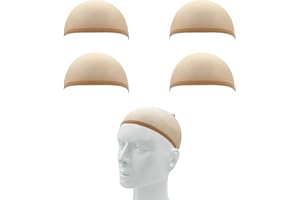 AHLPO Haarnetz Wig Cap - 4 Stück Atmungsaktive und Dehnbare Nylon Haarnetz für Perücken, Nacket Beige Perückenkappen, Elastische Perückennetz für Alltag Halloween Cosplay Party Bällen Gala-Dinners
