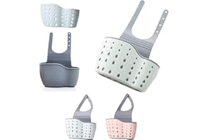 FANSEZQ 2 Fregadero De Cocina De Silicona con Soporte De Plástico para Jabón Colgante con Correa De Grifo Ajustable, Estante De Utensilios De Cocina (Rosa + Verde)
