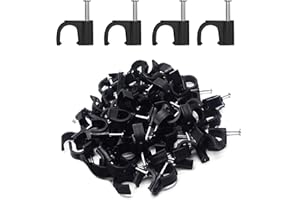 KARJIAJA 200 PCS 6mm Black Round Cable Clips - Management Cable Tidy Clips with Steel Nail