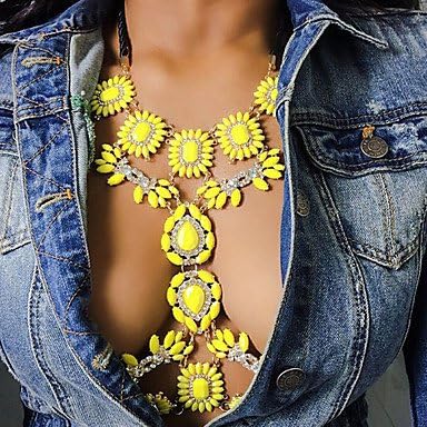ZB Women's Body Jewelry Belly Chain Body Chain Necklace Belly Chain Turkish Fashion Vintage Bohemian Acrylic Alloy IrregularBlue Rose Yellow , one size