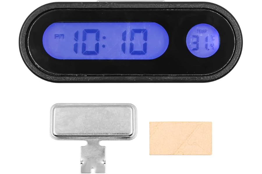 DollaTek 2 In 1 Car Dashboard Clock with Night Display and Thermometer Vehicle Dashboard Clock for Universal Cars