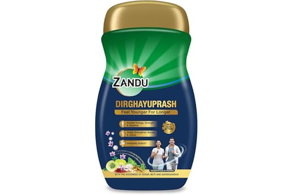 Zandu Dirghayuprash(450g) Anti AGEs Action* Boosts Energy, Strength, Stamina Helps Strengthens Bones & Joints Goodness of Chyawanprash for 3X Immunity# Helps Delay Skin Ageing Scientifically Proven
