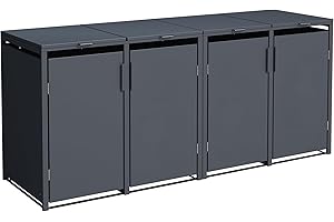 DEGAMO Mülltonnenbox 4-er Mülltonnenhaus MÜNCHEN für 4X Tonnen 120 und 240 Liter, Stahl verzinkt, Farbe anthrazit