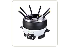 LITTLE BALANCE 8260 Happy Fondue 8 - Appareil à fondue 8 personnes - Caquelon anti-adhésif grande contenance 2 litres - Puissance 800 W - Noir & Blanc