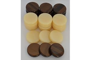 Manopoulos 30 Acrylic Backgammon Checkers - Chips Brown & Ivory 1.4 inches