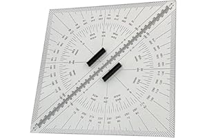 GLOBALHUT Marine Chart - Regla triangular de trazado de 300 mm con transportador, juego de navegación de acrílico cuadrado para barcos y yates, paquete de 2
