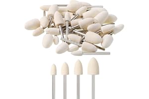 loghohu 40Pcs Polishing Bits 1/8 Inch Shank Wool Polishing Points Cone Shape Wool Buffing for Dremel Rotary Tool (6mm/8mm/10mm/12mm)