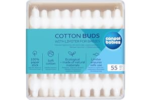 Canpol babies Hygienestäbchen für Babys 55 St., Profilierte Spitze, Papierstäbchen, Biologisch abbaubar