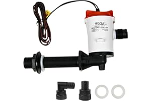 SEAFLO Kątowa pompa Baitwell/Livewell serii 05 800 GPH - 12 V DC, odłączany silnik, odporny na korozję, zanurzalny napowietrzacz do wody słodkiej i słonej - certyfikat CE i Rohs - 4 lata