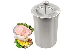 Joyeee Cuiseur à Jambon en Acier Inoxydable, Presse à Viande Sandwich au Jambon avec thermomètre pour Fabrication de charcuterie Maison Saine Saucisse Hamburgers Fruits de mer, Ronde Jambon Marmite#1