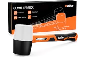 AojSup Maillet Caoutchouc Blanc/Noire, Marteau en Caoutchouc ⌀=50mm, Maillet Carreleur avec Manche en Fibre de Verre - Antichoc