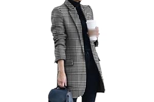 KEYILOWYS Cappotto di Lana Stampato di Nuova Moda Autunno/Inverno con Collo Alto Donna