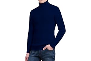 janisramone Mens High Polo Roll Neck Jumper Long Sleeve Cable Knitted Casual Winter Sweater Pullover