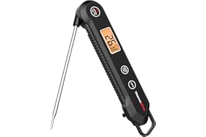 ThermoPro TP03H Negro Termómetro digital para barbacoa de lectura instantánea Termómetro impermeable para alimentos de cocina con calibración y termómetro para freír con luz de fondo