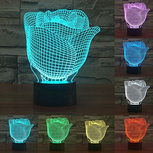 Rose 3D USB Illusion Mood Lamp 8.8cm x 16.5cm x 19cm