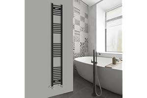 Warmehaus Straight Bathroom Heated Towel Rail Ladder Radiator Black 1800x300mm