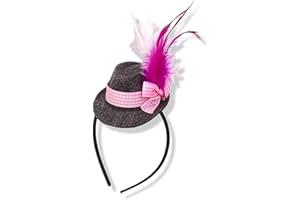 BF Souvenirs Haarreif ROSI mit MINI-Trachtenhut mit weißer & rosa Feder - Bayern Tirol Fasching Oktoberfest Karneval bayerisches Fest Tracht Hüttenparty