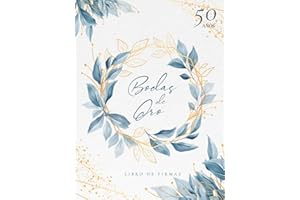 Libro de Firmas Bodas de Oro 50 aniversario para dedicatorias de invitados, fotografías y árbol de firmas o huellas: Regalo 50 años matrimonio | Recuerdo de celebración de boda
