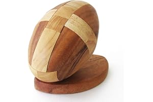 RUGBY XL jeu casse tête à partir de 8 ans difficulté 3/6. Bois massif aux normes CE, marque française Le Délirant, solution avec illustrations fournie. Démonter et reconstituer les 13 pièces du ballon