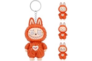 HQRKOTM Labubu peluche keychain, porte-clés à expression changeante, 3 mèmes, cadeaux d'anniversaire pour enfants