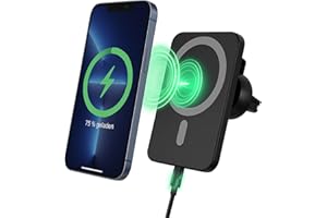 CYRONIS Magnetic Mobile Phone Holder Car 15 W Fast Charger and Wireless Car Charger Qi Charger Compatible with iPhone 16/15/14/13/12 Pro Max, Samsung (Black)