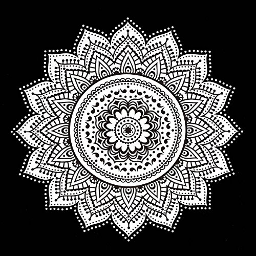 caxmtu Wandbehang Tapisserie Mandala Wandteppiche Traditionelle Baumwolle gedruckt Bohemian Hippie groß Art Wand schwarz weiß - 2