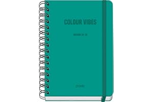 Dohe - Agenda Scolaire 2025 2026 - Semainier, Taille A5 (15x21 cm), Espagnol et Anglais, Fermeture à Spirale Double et Élastique, Couverture Rigide, 4 Pages d'Autocollants - COLOUR VIBES Vert