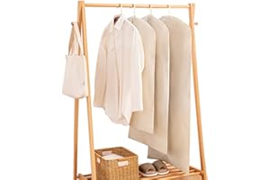 DOUZIO Bolsa De Ropa De Algodón, Bolsa De Ropa Para Colgar, Fundas Para Trajes Transpirables Naturales Con Cremallera Metálica, Fundas Para Ropa De Gran Capacidad Para Pieles, Vison(Size:90×58cm,Color:Plano)