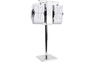 Karlsson [W Flip Clock No Case Mini White, Chrome Stand Incl. Stand, 20,6 x 7,5 x 13,9 cm, Excl.1D Batt.