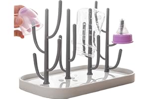 TUZSOCR Biberon Etendoir,sèche-biberon Pliable,Egoutte-biberons Arbre,ÉSiphon Biberon,Égouttoir à biberon,bac égouttoir Amovible,pour Les Bouteilles,Tétines,Tasses,Pièces de Pompe et Accessoires (Beige)