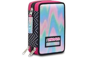 Seven Astuccio Scuola 3 Zip, Nero, Feeling Free Triplo Scomparto Accessoriato Con Penne, Matite E Pennarelli, Accessori Zaino, Scuola & Tempo libero, Bambina