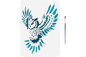 FINGERINSPIRE Pochoir de Peinture de Hibou Battant Avec 1 Pinceau Plastique Pochoir de Peinture Animal Hibou Réutilisable 21X29.7cm Pochoirs Animaux pour Bois Tissu Murs Meubles Décor Intérieure DIY
