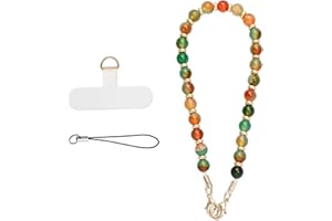 MORSUNBELA Handykette Perlen, Handyanhänger Handykette Kurz, Handy Perlen Schlüsselband, Handschlaufe, Universal Handyband (Grün)