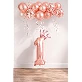 1 Rakam Rose Gold Folyo Balon, Kral Tacı Ve Konfetili Rose Gold Balon