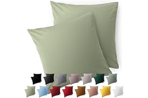 Blumtal Kissenbezug 50x50 cm - 2er Set Kissenbezüge, Hellgrün, Kopfkissenbezug aus weichem Mikrofaser - waschbare Kissenhülle, Oeko-TEX Zertifiziert - für Kissen 50x50 cm