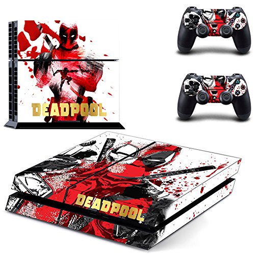 Preisvergleich Produktbild Playstation 4 + 2 Controller Aufkleber Schutzfolie Set - Deadpool (4) / PS4