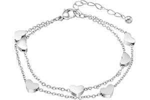 Haosell Rosegold herz Damen Armband Armkette Armschmuck Armband mit herz Anhängern Doppelt Kette Armband für Frauen Mädchen Armkette stern Freundschaftsarmband Freundschaftsarmbänder