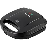 Magefesa Suisse Black &ndash; Black Sanwich Maker, Holds 2 Sandwiches, Cool Touch Handle, Non-Stick Grill Plates, BPA Free, Perfect