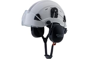 UNINOVA Elmetto Antinfortunistica Ventilato E Regolabile, Casco Da Lavoro Casco Di Protezione Casco Per Cantiere Con Euroslot Laterali Per Dispositivi Di Protezione Dell´Udito A Cuffia