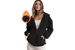 IWOLLENCE Bluza damska z zamkiem błyskawicznym, kurtka polarowa z kapturem