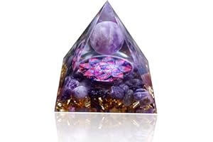DMQ Crystal Pyramid Ogan Chakra Crushed Stone,Moonstone Crystal Energy Tower Nature Reiki Stone Jewelry, Health Protection Positive Energy Generator to Attract Wealth and Wisdom (Color: E)