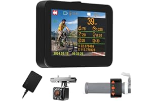 VSYSTO Bike Mirror, Bike Rear View Camera with 4.3’ HD Monitor, Dashcam Bike, Night Vision, Recording of Mileage, Speed, Calories for Mountain Bike, Road Bike and Electric Bike